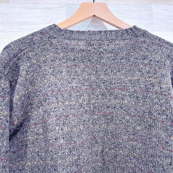Jos A Bank Shetland Wool Tweed Sweater Gray Crew Neck Vintage Mens 42 Large - Picture 4 of 5